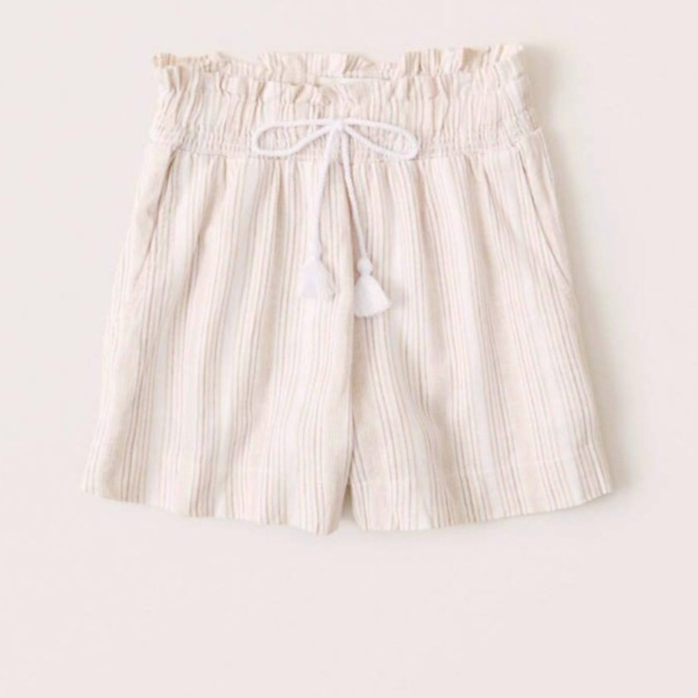 Abercrombie and Fitch tan and white stripe linen blend shorts size small
